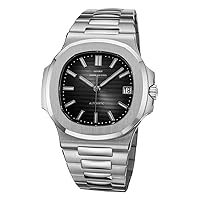 TOC Store Sporty Elegant Men's Automatic Watch, Navigator Model, Anti-reflective Glass, Solid Strap, 2813 Movement