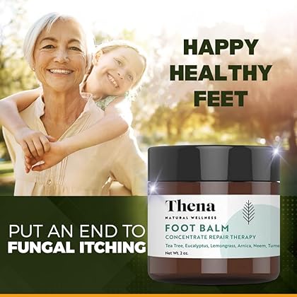 Thena Extra Strength Foot Repair Balm For Athletes Foot Treatment Dry Heels Itchy Cracked Feet Toenails Jock Itch Rashes Ringworm Treatment for Humans Best Natural Foot Care