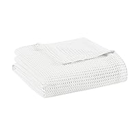 Beautyrest 100% Cotton Blanket, Trendy Woven Waffle Weave Design, All Season, Lightweight, Breathable, Soft and Cozy Casual Summer Cover, for Bed, Couch and Sofa, King(108 in x 90 in), White