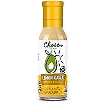 Chosen Foods Avocado Oil-Based Lemon Garlic Salad Dressing and Marinade, Keto Diet Friendly, Gluten & Dairy Free, Low-Carb Sauce (8 oz)
