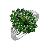 Chrome Diopside Round Shape Natural Non-Treated Gemstone 925 Sterling Silver Ring Engagement Jewelry for Women & Men