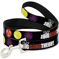 Dog Leash The Big Bang Theory DNA Atom E Radiation Black 6 Feet Long 1.5 Inch Wide