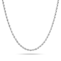BRIJEWNES 925 Sterling Silver Clasp 2/2.5/3/4/5mm Silver Chain for Men Mens Necklace Rope Chain Necklace Diamond Cut Silver Mens Chain Necklace 16 18 20 22 24 26 28 30 Inches