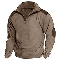 Mens Long Sleeve Fleece Basic Pullover Sweatshirts Quarter Zip Washed Tactical Pullover Band Collar Travel Sweatshirt