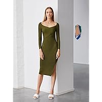 TLULY Sweater Dress for Women - Sweater Dress for Women (Color : Army Green, Size : Small)