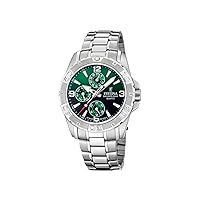 Festina 40mm Mens Multi Function Bracelet with Green Dial and Stainless Steel Bracelet F20666/3