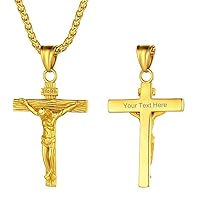 GOLDCHIC JEWELRY Cross INRI Crucifix Pendant Necklace, Virgin Mary Miraculous Medal Necklaces, Jesus Christain Jewelry