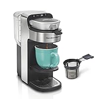 Hamilton Beach The Scoop Single Serve Coffee Maker & Fast Grounds Brewer for 8-14oz. Cups, Brews in Minutes, 40oz. Removable Reservoir, Stainless Steel (49987),Silver