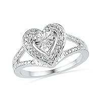 Sterling Silver White Round Diamond Heart Ring (0.03 CTTW)