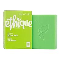 Ethique Zesty Lime & Ginger Soap Bar - Body Wash for All Skin Types - Plastic-Free, Vegan, Cruelty-Free, Eco-Friendly, 4.23 oz (Pack of 1)