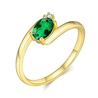Solid Gold 10/14/18k 0.5CT Oval Ruby/Sapphire/Emerald Rings for Women Anniversary Wedding Band Ring Best Jewelry Gift for Valentine's Day For Her,Free Engrave