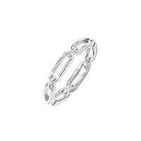 Amazon Essentials 14K Gold or Rhodium Plated Sterling Silver Chain Link Band Ring