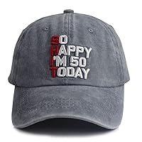 Funny 50th Birthday Gifts for Women Men So Happy I'm 50 Today 3D Embroidered Baseball Cap