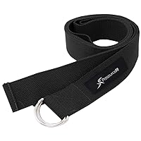 ProsourceFit Metal D-Ring Yoga Strap 8’ Durable Cotton for Stretching and Flexibility