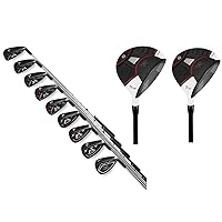 Golf Irons Set of 9 & White Golf Fairway Woods 3,5,Bundle of 3