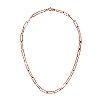 Jewelry Affairs 14k Rose Solid Real Gold Paperclip Chain Necklace, 6mm, 18