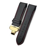 ANKANG 22mm 23mm 24mm Curved End Watchband fit for T035617 Cowhide Watch Strap Clasp Bracelets Men (Color : Black red Gold, Size : 24mm)