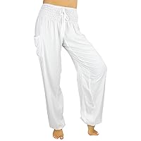 Womens Lounge Yoga Pants Harem Elastic High Waist with Pockets - Petite XS - 2XL