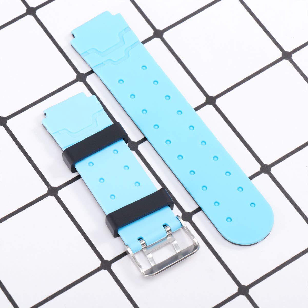NICERIO Kids Watch Strap - Silicone Strap Waterproof Strap Boys and Girls Universal Strap for Four Generations of Childrens Phone Watches(Black and Blue)