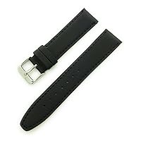 Hadley Roma MS908 22mm Black Genuine Leather Stitched Men's Watch Band