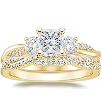 Petite Twisted Vine Moissanite Diamond Ring Set, 1.00 CT Princess Moissanite Engagement Ring Set, Wedding Ring Set, Bridal Ring, Promise/Anniversary Rings for Wife