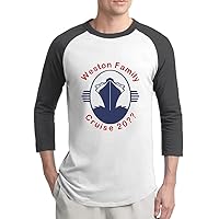 Weston Family Cruise 20 Logo Print Men's Baseball Jerseys Collectible Classic Long Sleeve Shirts 3/4 Sleeve Raglan Shirts