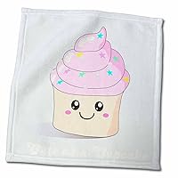 3dRose Cute as a Cupcake Adorable Happy Dessert - Kawaii Smiling Smiling... - Towels (twl-76565-3)