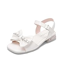DREAM PAIRS Girls Fashion Bow Sandals Open Toe Low Heels Summer Dress Shoes