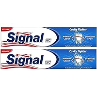 2 Box Signal Anti Caries Toothpaste Cavity Fighter Best Ever Active Micro Calcium Pro Fluoride Complex for Cavity Protection & Long Term Fortification (4.23 oz 120 ml Each One) معجون سيجنال اسنان