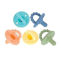 Nuby Silicone Softees Pacifier and Teethers - (5-Pack) Silicone Baby Pacifiers and Teethers - 0+ Months - Assorted Colors