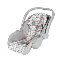 Adora Baby Doll Car Seat Carrier with Removable Cover - Machine Washable, Fits Most Dolls and Stuffed Animals Birthday Gift For Ages 2+ - Rainbow Zig Zag