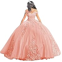 TRHTX Luxury Off Shoulder Quinceanera Dresses Puffy Lace Sweet 15 16 Ball Gowns Beaded Pearly Prom Dresses with Train