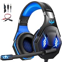 Gaming Headset with Microphone for Xbox One/PC/Switch,PS4 Headset with 360°Noise Cancelling Mic,50mm Drivers,Stereo Surround Gaming Headphones with Super Soft Memory Earmuffs for Kids Adults