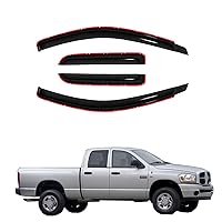 in Channel Window Visor Compatible with Dodge 02-08 Ram 1500 03-09 Ram 2500/3500 Quad Cab Sun Rain Guard Wind Deflector 194623