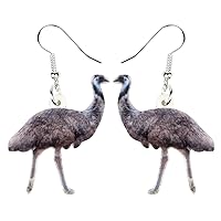Acrylic Colorful Australian Emu Ostrich Bird Earrings Birds Dangle Drop Classic Jewelry Gifts For Women Girls (Brown)