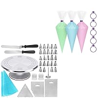 Kootek 140 Cake Decorating Supplies with Aluminium Alloy Revolving Cake Turntable, 24 Numbered Cake Decorating Tips, Icing Spatula, Icing Combs, Pastry Bags, Coupler, Flower Nail and Bags Ties