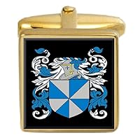 Denton England Family Crest Surname Coat Of Arms Gold Cufflinks Engraved Box