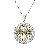 Vintage Mahjong Multicolored Diamond Necklace Round Pendants Necklace Jewelry for Women Gift