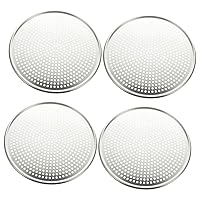 BESTOYARD 4pcs Pizza Pan Pizza Crisper Multi-function Pizza Plate Stainless Steel Screen Mesh Pizza Serving Tray Pizza Tray for Oven Grill Wok Non Aluminum Alloy Multifunction Baking Pan