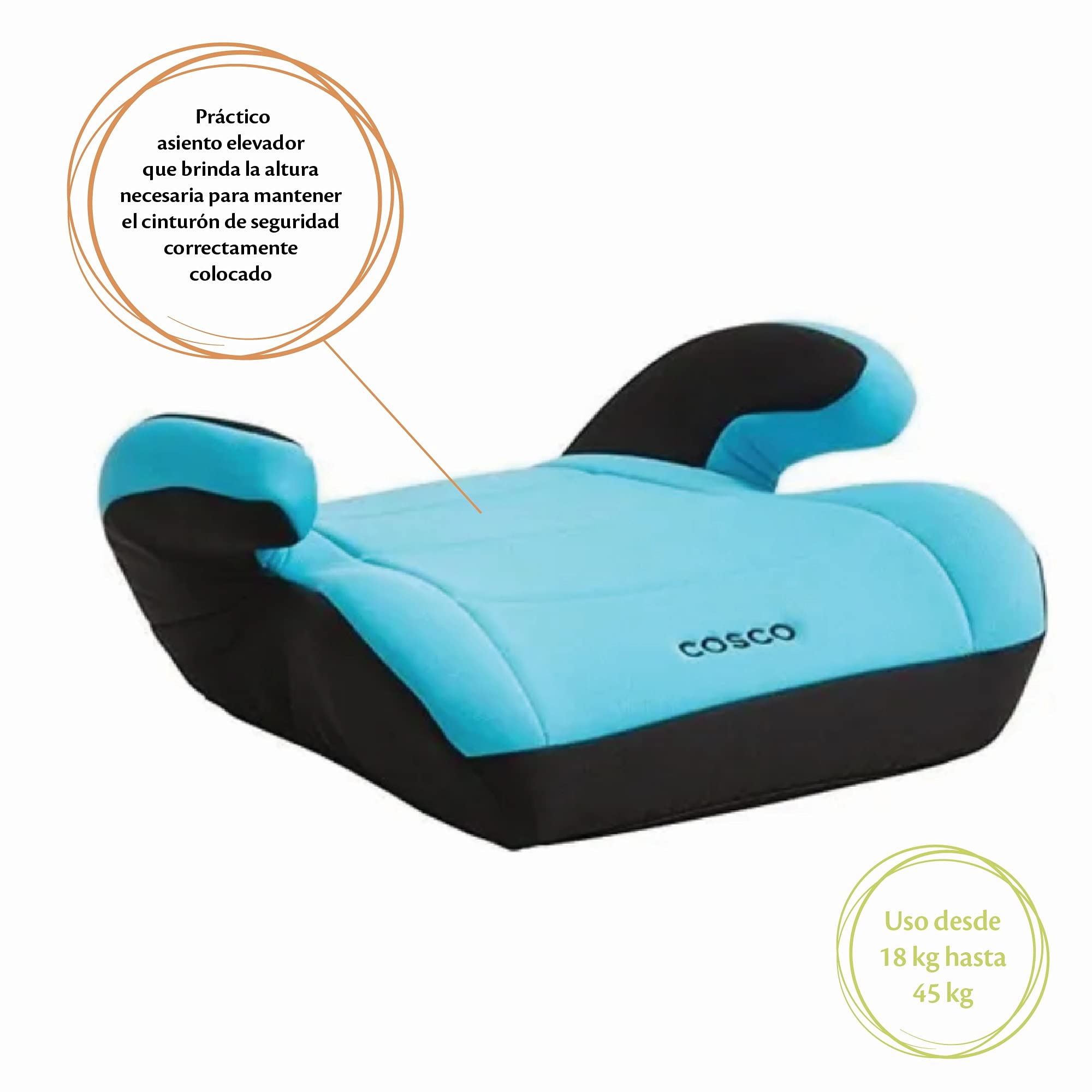 Cosco Topside Booster Car Seat - Easy to Move, Lightweight Design (Turquoise)