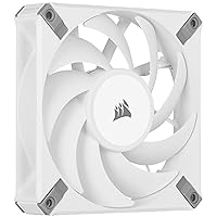 Corsair AF120 ELITE, High-Performance 120mm PWM Fluid Dynamic Bearing Fan with AirGuide Technology (Low-Noise, Zero RPM Mode Support) Single Pack - White