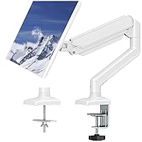 Single Monitor Mount Arm Fits Monitor up to 32 Inch, Monitor Desk Mount Holds 4.4-19.8lbs Computer Screen, Full Motion Gas Spring Monitor Desk Mount, VESA Mount, White