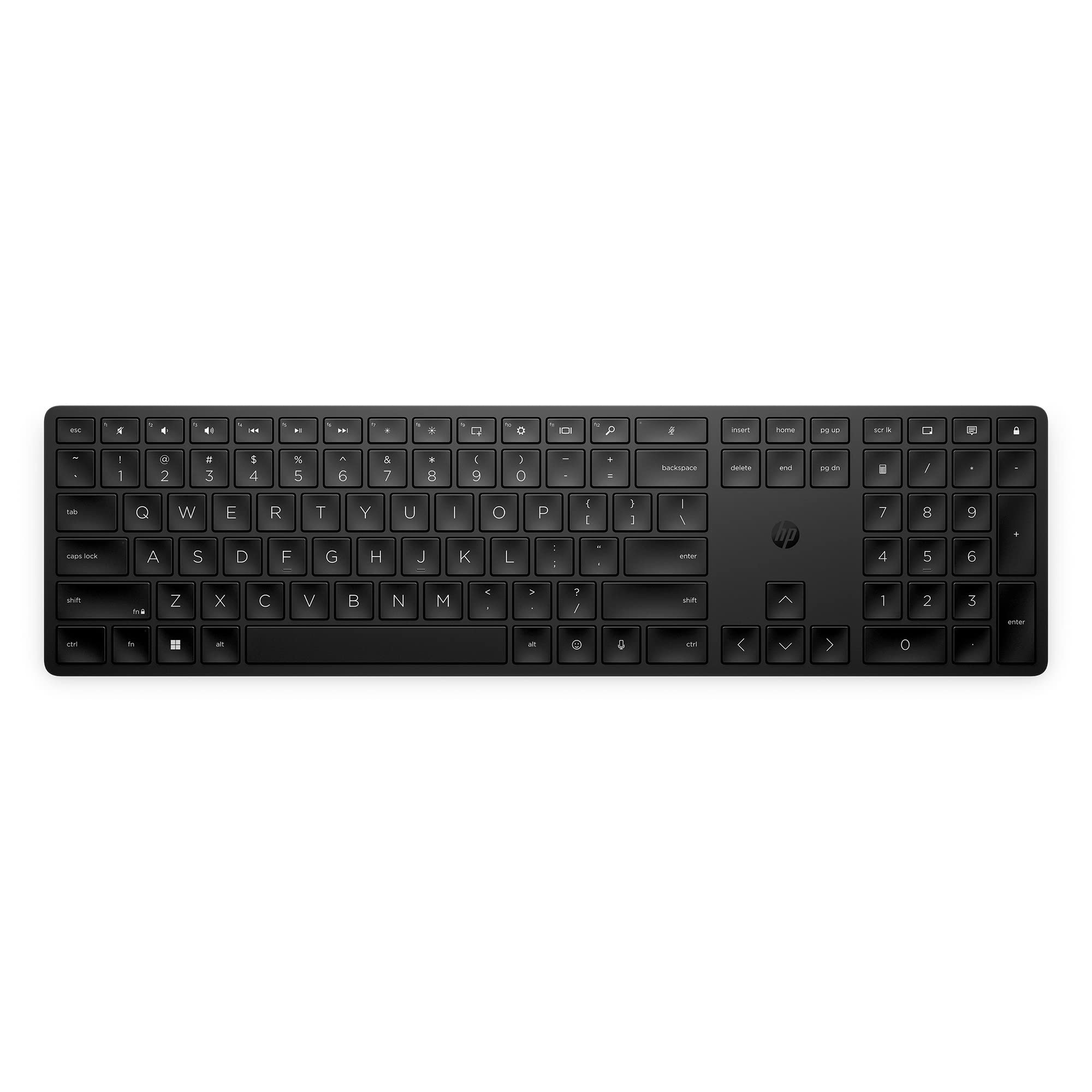 HP 450 Programmable Wireless Keyboard - Slim, Ergonomic Design w/Number Pad - Wireless USB - 20 Programmable Keys, 4 LEDs, Chiclet Keys - Up to 2-Year Battery Life - Win, Chrome, MacOS (‎4R184AA#ABL)