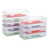 novelinks Small Plastic Storage Box Containers with Latching Lids - Craft Organizers and Storage Stackable Lego Storage Organizer Pencil Box Crayon Box (9 Pack Medium -Clear)