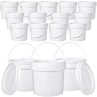16 Pcs 1 Gallon White Plastic Bucket with Handle and Lid Reliable Heavy Duty Bucket Pail Container Food Safe Bucket for Multipurpose Storage Paint Art Crafts Projects
