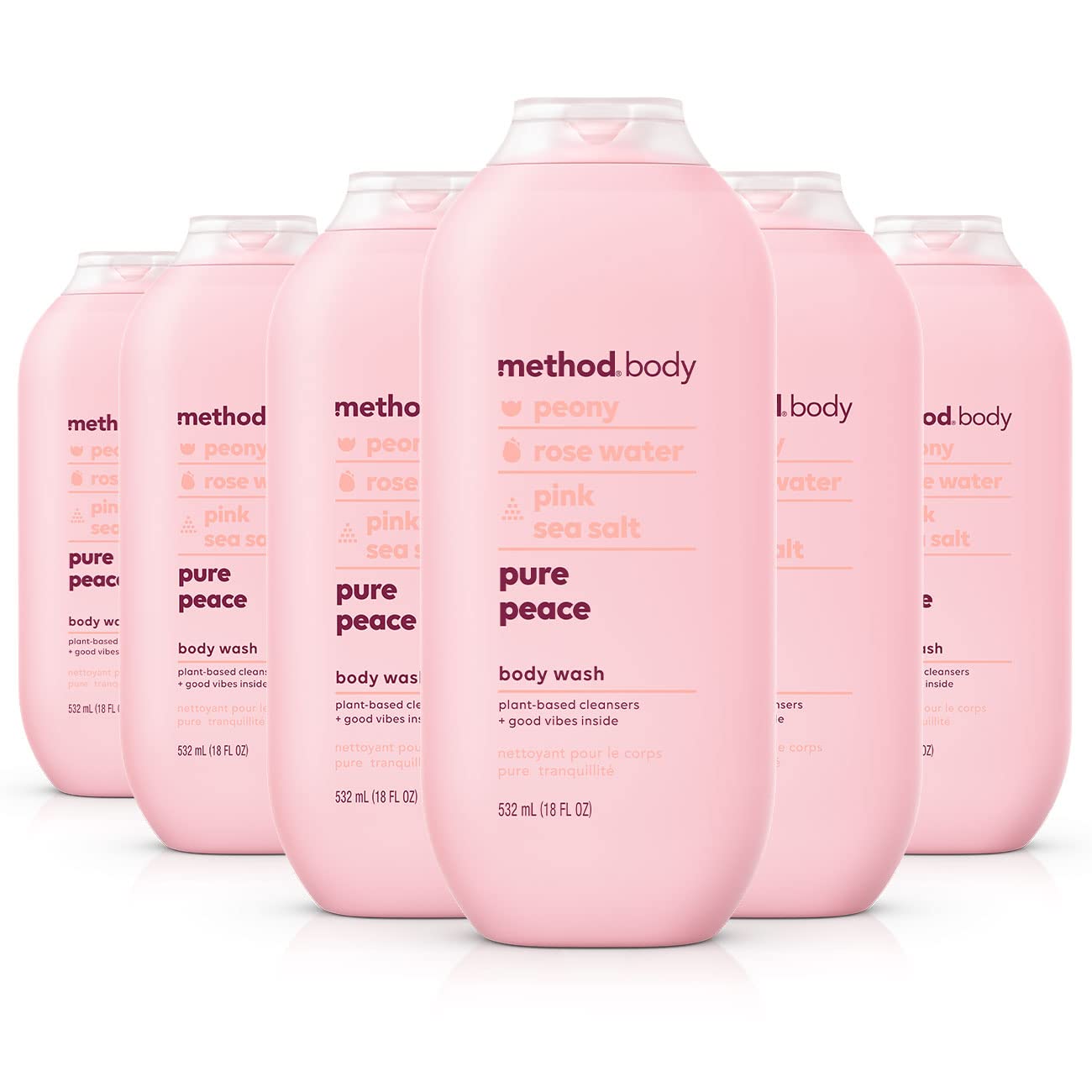 Method Body Wash, Pure Peace, Paraben and Phthalate Free, 18 oz (Pack of 6)