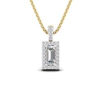 SwaraEcom 14K Yellow Gold Plated Cubic Zirconia Halo Solitaire with Accent Pendant Fashion Jewelry