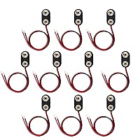 CHANZON UL Wires 10Packs 9v Battery Connector Clip with Leads Wires Harness Holder I-Type Plastic Housing Pigtail Snap for 9volt Terminal