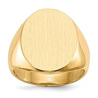 14k Yellow Gold Brushed Polished Solid Back Engravable Mens Signet Ring Size 9.25 Jewelry Gifts for Men