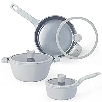 Pots and Pans Set Nonstick - 6 Pcs Cookware Set with Detachable Handle, Nonstick Ceramic Coating Deep Frying Pan & Saucepan & Stockpot, Dishwasher & Oven Safe, Suitable for All Stovetops